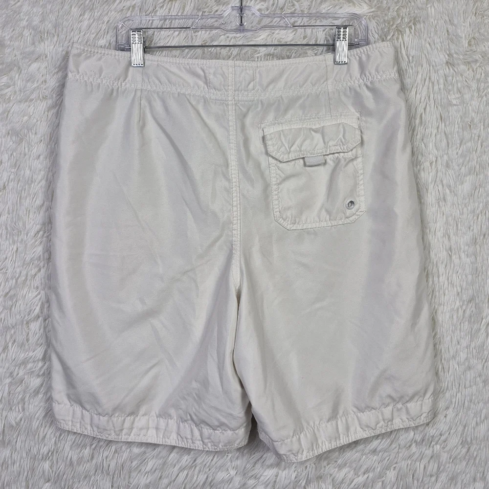 Abercrombie & Fitch Mens‎ L White Lined Board Shorts Spell Out Y2K Preppy